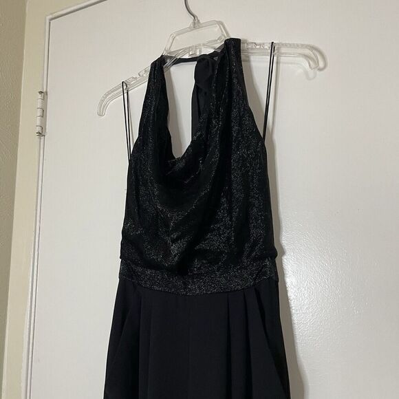 ALICE + OLIVIA Open Back Disco black silk Jumpsuit halter cowl neck US 2 $495 - Picture 8 of 11